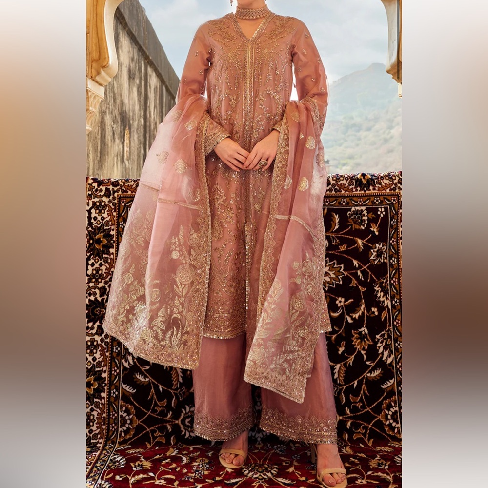 Rose Pink Embroidered Indian Suit